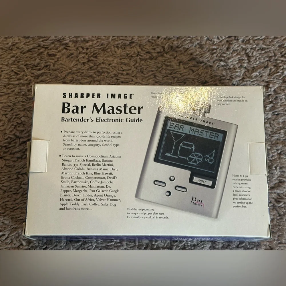Sharper Image Bar Master Electronic Bartender Cocktail Recipe Guide New In Box
